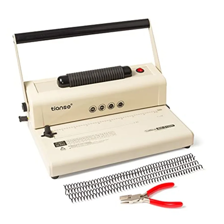 

Электрический перфоратор для вставки спиралей с ручным круглым дыроколом для бумаги форматов Letter, A4, A5, вместимость 15 листов, в комплекте 100 пластиковых спиралей 5/16 дюйма