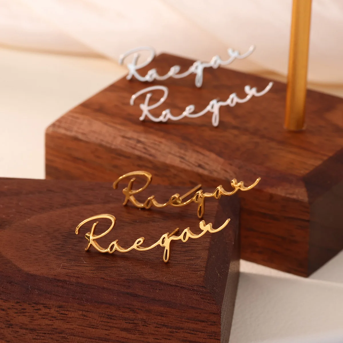 

Custom Name Stud Earrings For Women Gold Color Stainless Steel Custom Name Earring Handmade Minimalist Christmas Jewelry Perfect