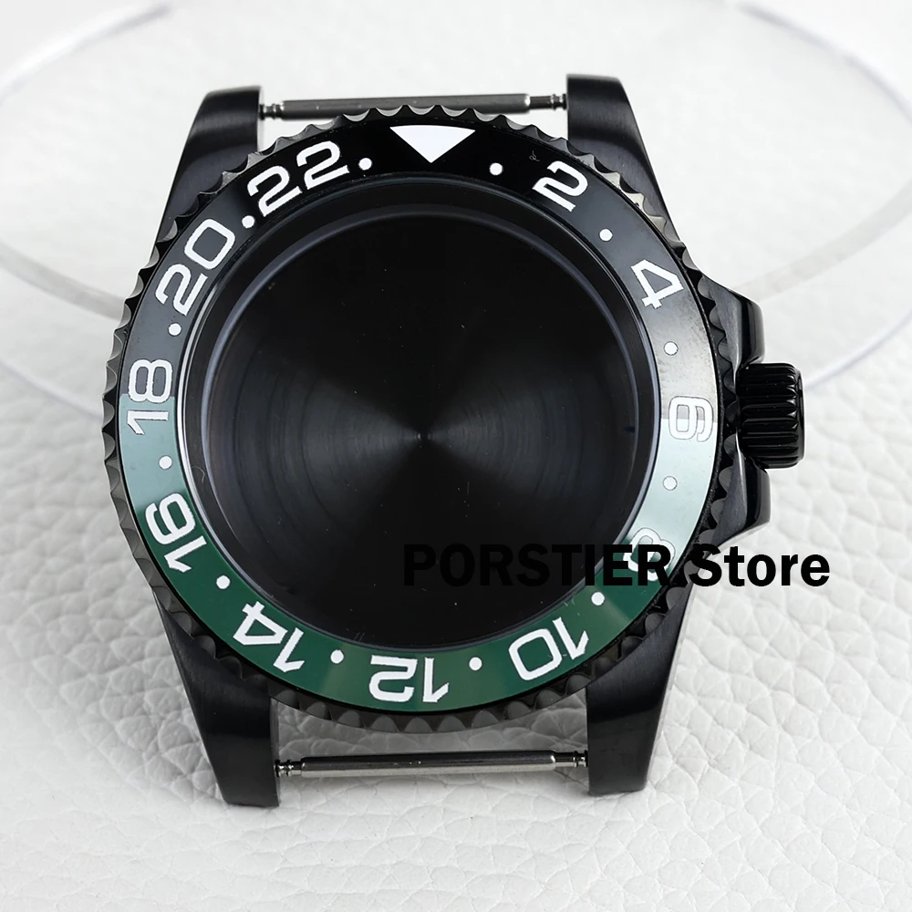 Kotak jam tangan pvd hitam 40mm 316L baja untuk gerakan Seiko NH35 NH36 28.5mm Dial submariner GMT yacht-master casing tahan air 100m