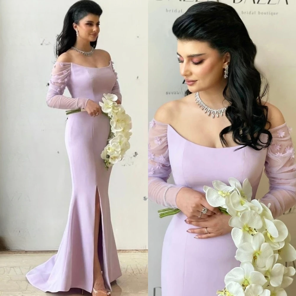 

High Quality Elegant Strapless Mermaid Flower Satin Formal Occasion Gown Robe De Cérémonie Pour Femme فساتين طويلة