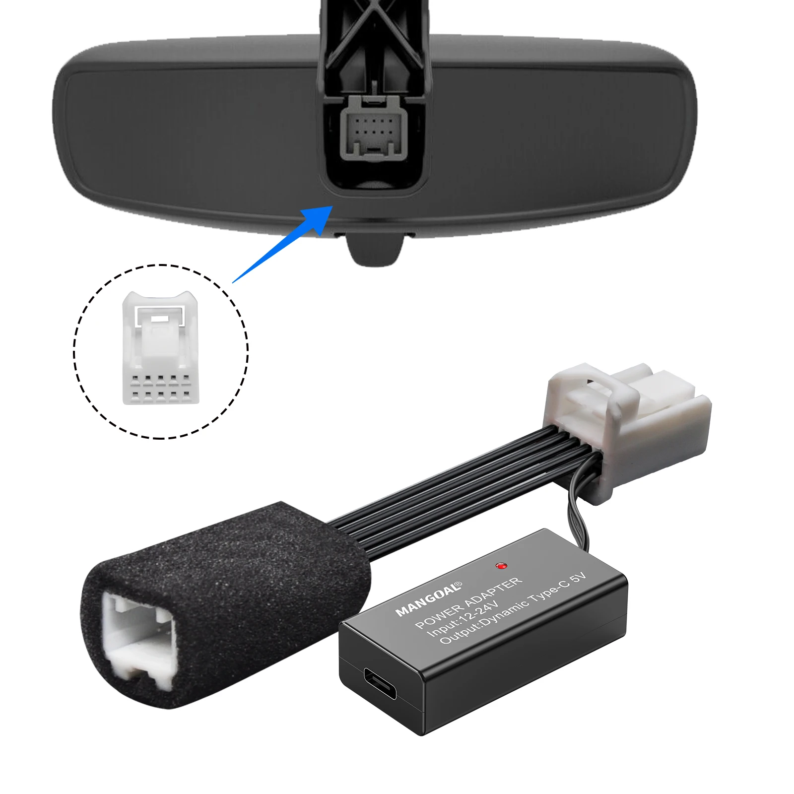 Dash Cam Power Adapter For Chrysler Jeep Grand Cherokee Dodge Ram Car Mirrors Adapter Plug and Play Type-C USB Interface