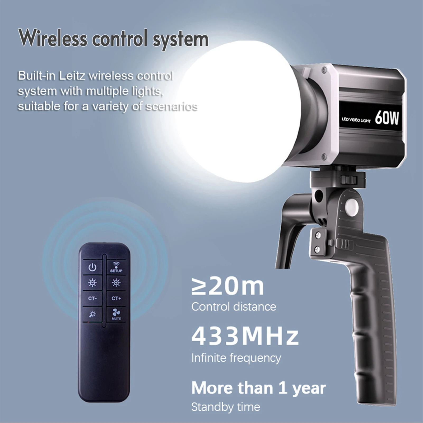 Studio Light 60W 2800K-6800K Color Temperature LED Studio Light for Photography Live Recording
