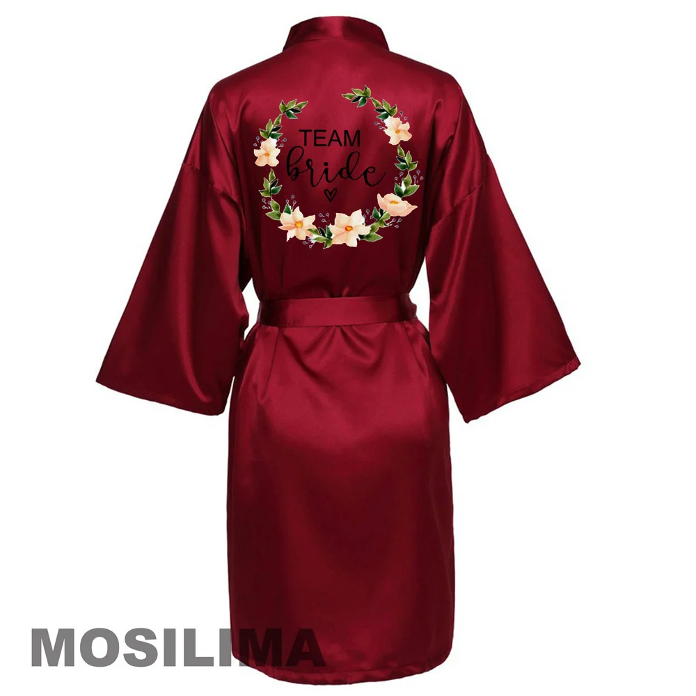 Wedding Party Team Bride Robe Kimono Satin Pajamas Bridesmaid Bathrobe SP073