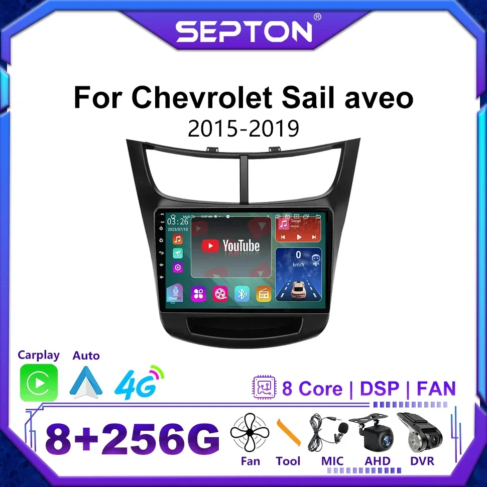 

SEPTON 8+128G Car Radio for Chevrolet Sail Aveo 2015-2019 8core Navi Carplay 4G Net Smart Car Systems Automotive Multimedia WIFI