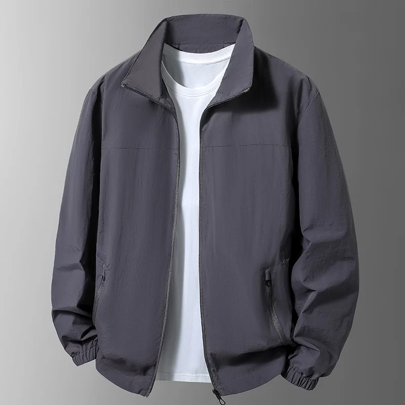 

Men Windproof Waterproof Jacket Stand Collar Short Casual Loose Outdoor Coat Plus Size