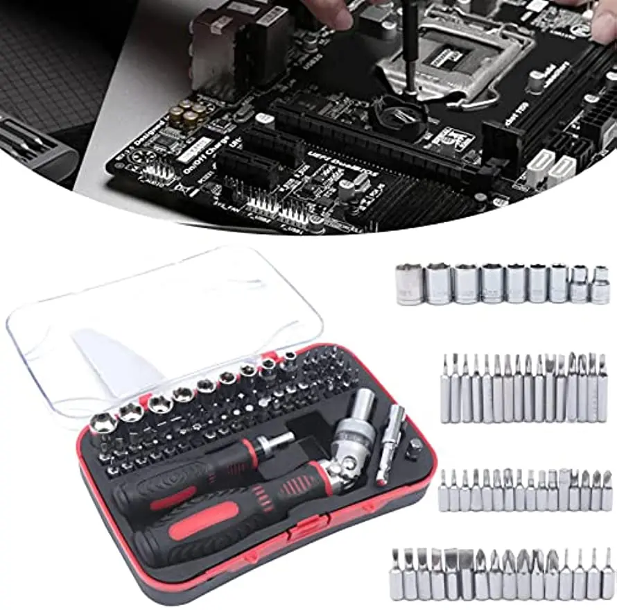61 Stuks Ratel Schroevendraaier Moersleutels Set Reparing Gereedschap Nieuw