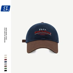 Letter Embroidery Baseball Cap Men and Women Same Style Street Fashion Color Contrast Korean Style All-Matching Peaked Cap