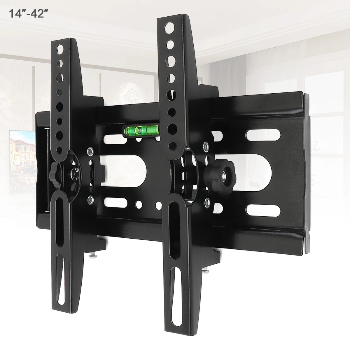 Universal 25KG Adjustable TV Wall Mount Bracket Flat Panel TV Frame 15 Degrees Tilt with Level for 14 - 43Inch LCD LED Monitor