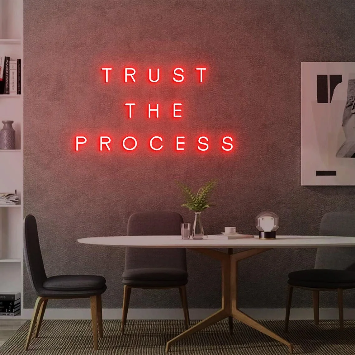 Trust the Process Neon Sign for Gym Wall, Inspiration Quote on Gym Wall, Addition to Home Gym Decor, Exercise Room Decor Idea