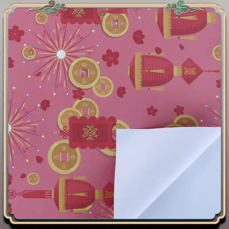 مجموعة أوراق تغليف A46M مكونة من 12 قطعة، مهرجان الربيع السنة الصينية الجديدة DIY هدية ورق تغليف أحمر، 70 سم × 50 سم