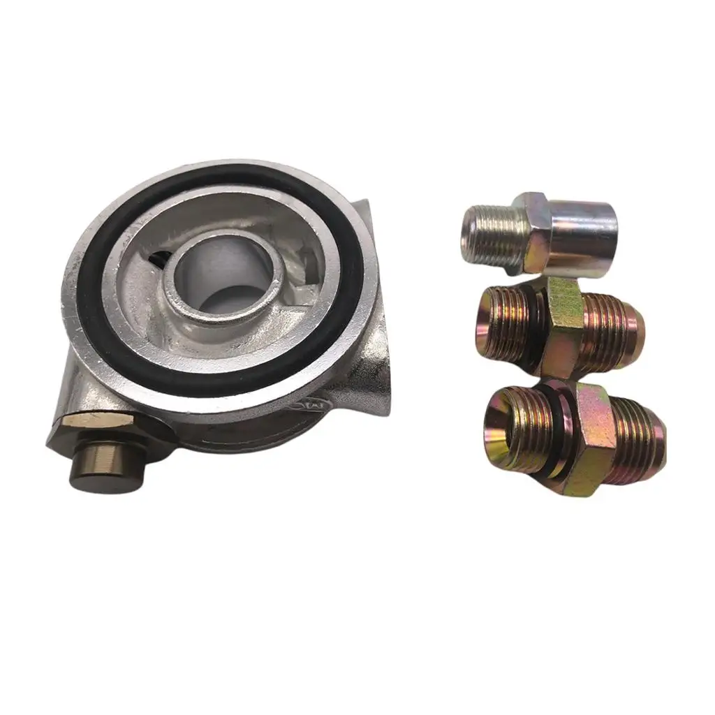 Silver M22x1.5mm AN10 Oil Filter Sandwich Plate Adapter M20*1.5 Inlet