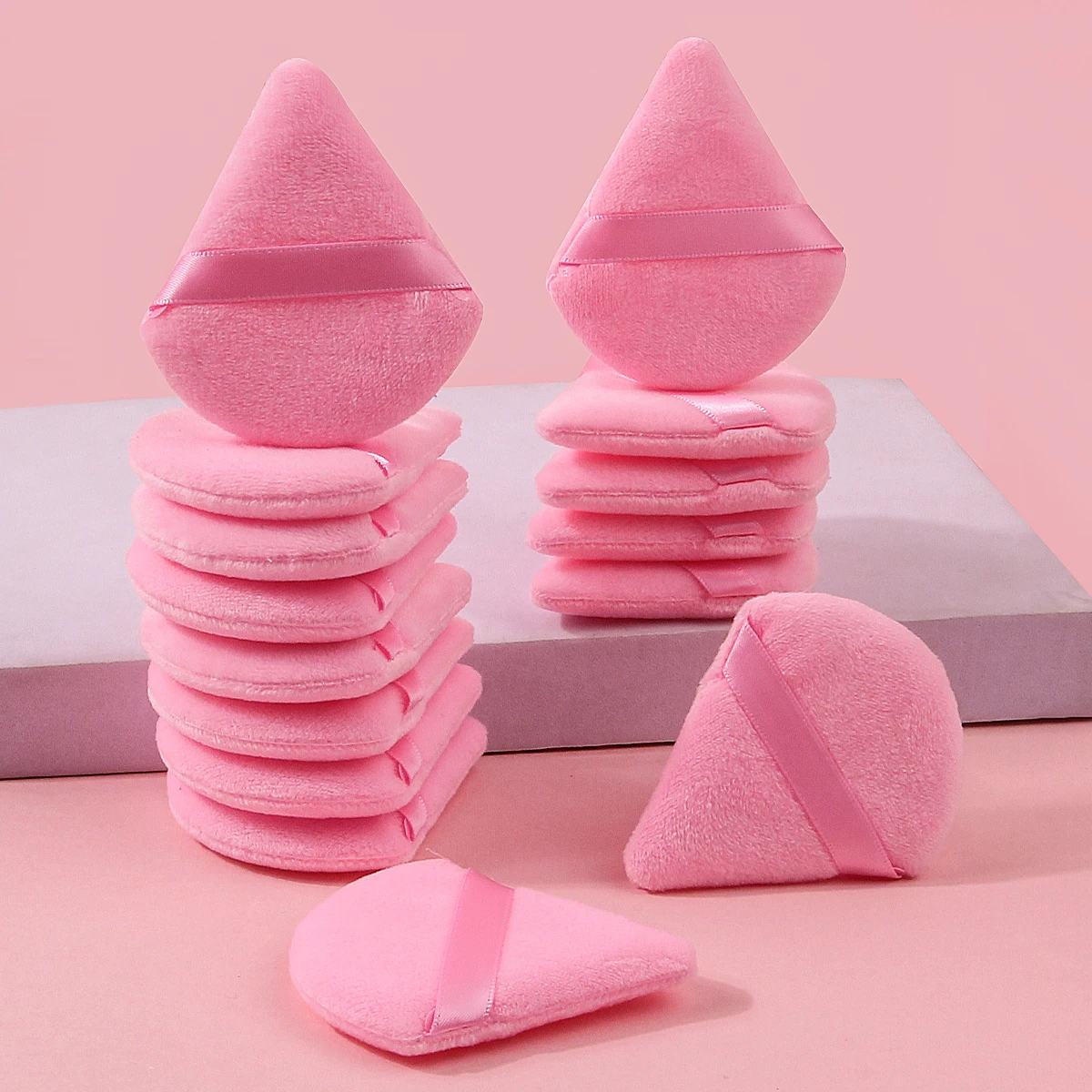 

15Pcs Powder Puff Set - Flocked Triangle Sponge for Loose/Pressed Powder, Ultra-Soft Face & Eye Applicators