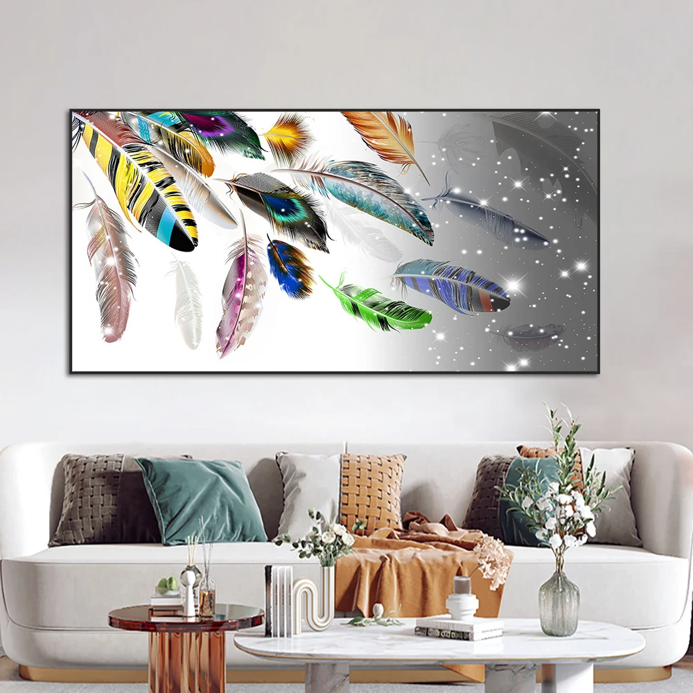 

Abstract Colorful Feather Canvas Painting Modern Nordic Wall Art Picture Posters And Prints For Living Room Home Decoration