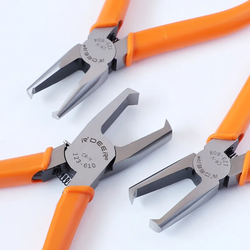 Plastic Cutting Pliers 90 Degree Double-Edged CR-V Tip Cutter Nipper with 4/6/8/10mm Flush Jaw Electrician Hand Tools