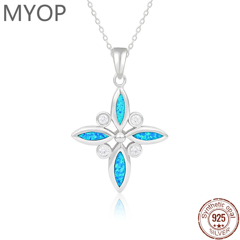 

XYOP Jewelry Gift for Women Fashion Temperament Pendant 925 Sterling Silver Synthetic Opal Pendant Necklace