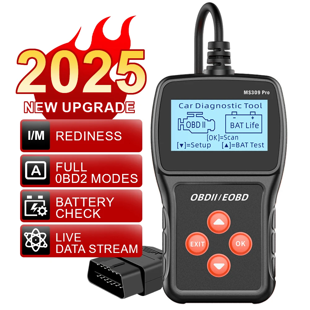 

Сканер OBD2, тестер батареи, проверка системы двигателя MS309PRO, многоязычный автомобильный диагностический инструмент, считыватель кодов живых данных