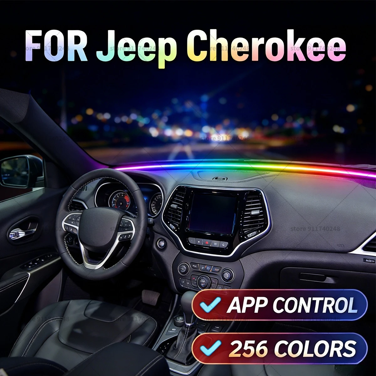 

Декоративная световая полоса для Jeep Cherokee, цветная акриловая звукоизоляционная полоса для лобового стекла, атмосферная подсветка