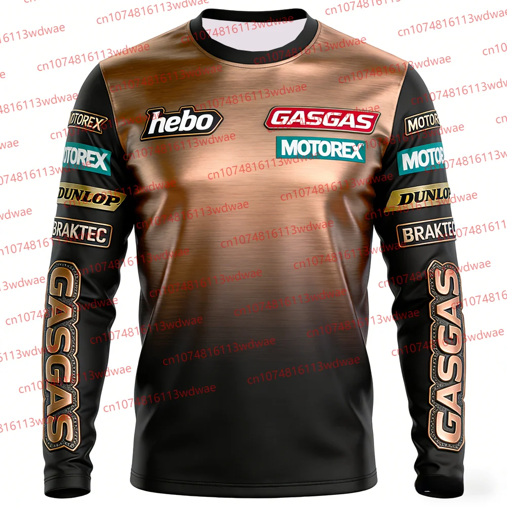 GASGAS Motorrad-Fahranzug für Herren, langärmlig, Moto-T-Shirt, schnell trocknend, atmungsaktiv, Retro-Trikot, Streetwear, Sommerausrüstung