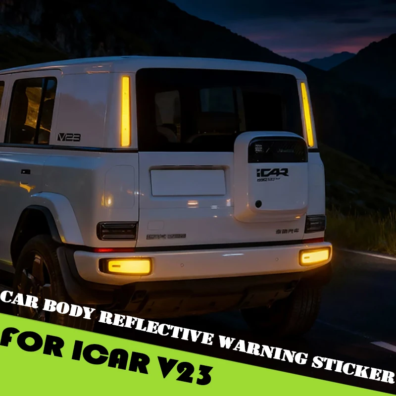 Car Door Reflective Warning Sticker Fit for Chery ICAR V23 Modified Car Fluorescent Reminder Sticker Radar Reflective Sticker