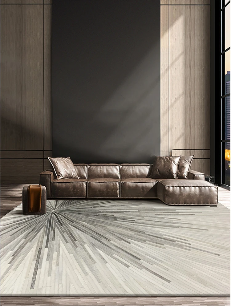 Modern Simple Real Cowhide Carpet Patchwork Dark Grey Simple Home Decor Rugs and Carpet Customize Large Villa Sofa Floor Mat