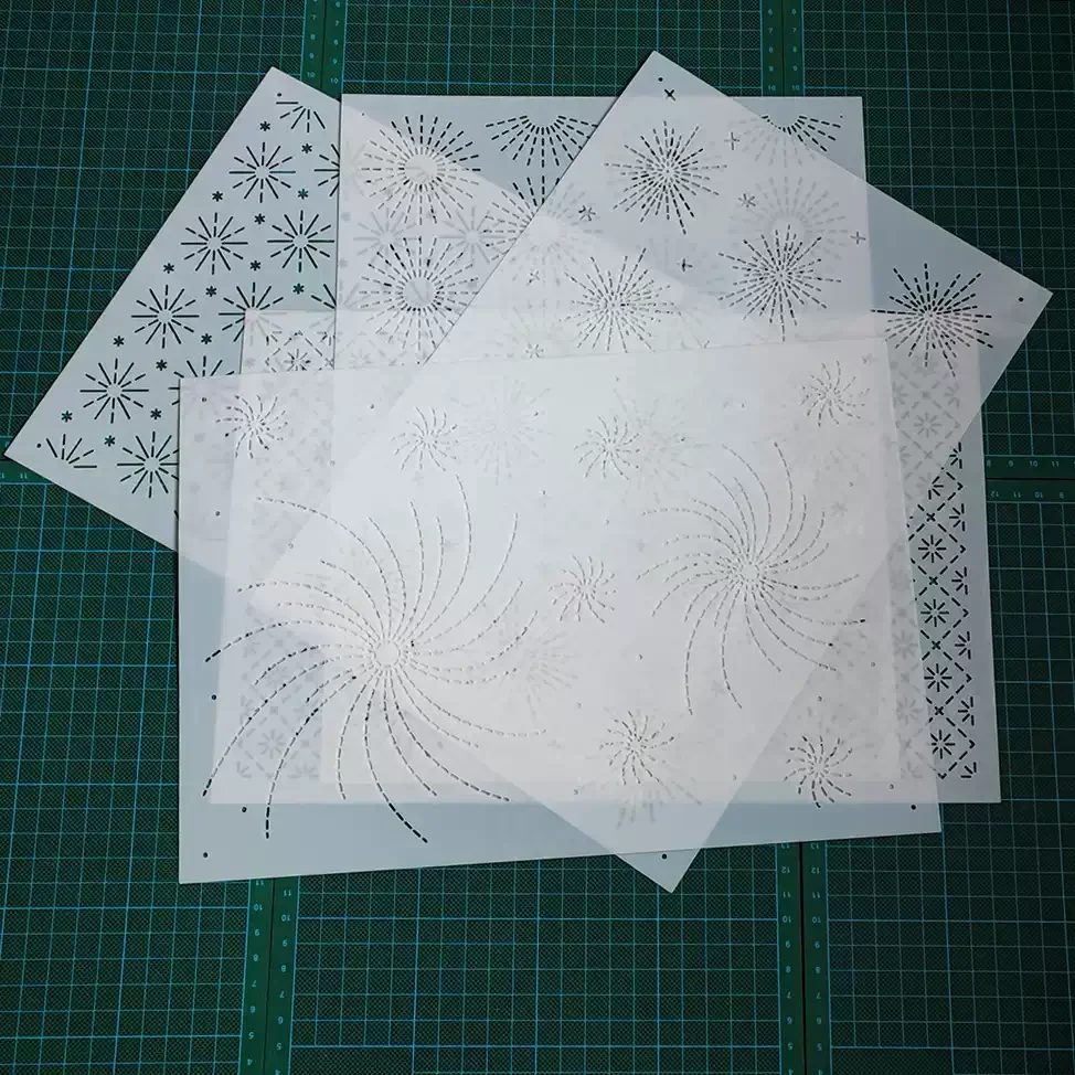 reusable Soft Quilting Template Drawing Tracing Patchwork Sewing Tool large 30*22cm Firework Pattern Embroidery Sashiko Stencil