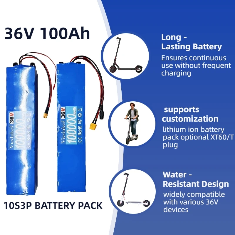 

Compatible for M365 36v scooter Battery✅36V 100000mAh 10S3P Li-ion Pack with XT30 jst Interface 36v electric scooter battery