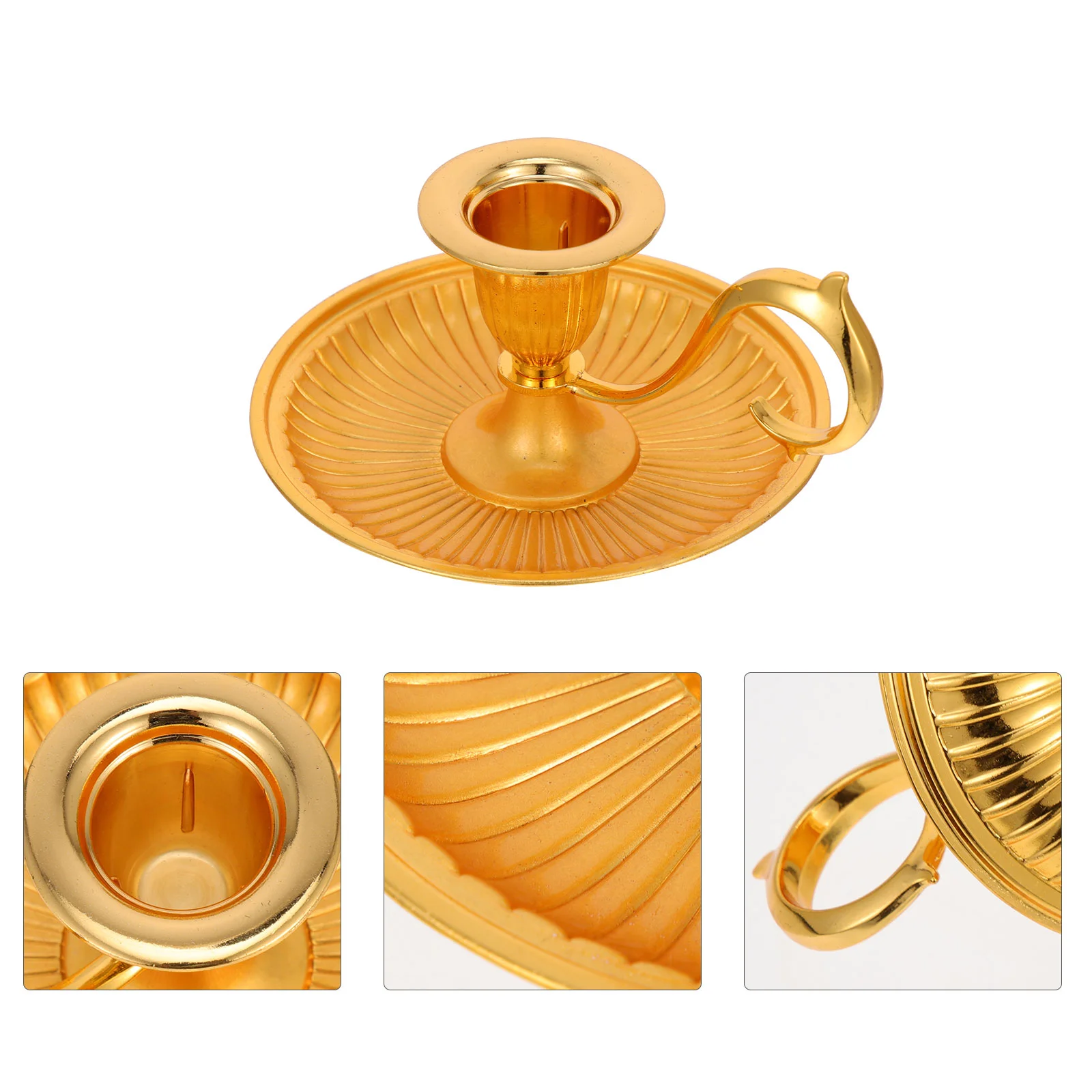 

Candlestick in Hand Accessory Handheld Retro Decor Party Base Vintage Candlelight Stand Simple Table Desktop Holder Metal