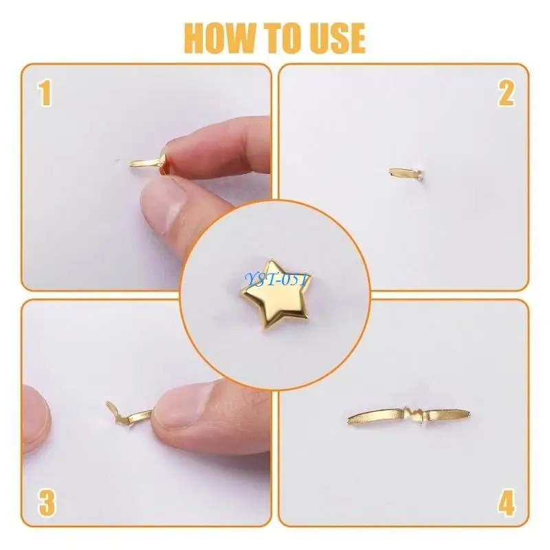 

E15A Paper Clasps Split Pins Star Head Clips for School Office Scrapbooking Paper