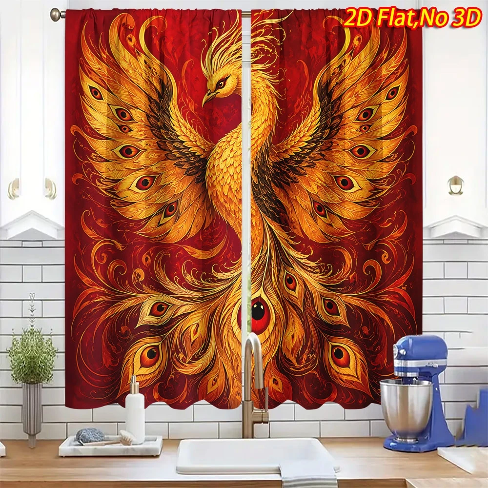 Dramatic Peacock Red Gold Curtains Drapes Bohemian Luxury Window Treatment Panels Festival Home Decor Accent