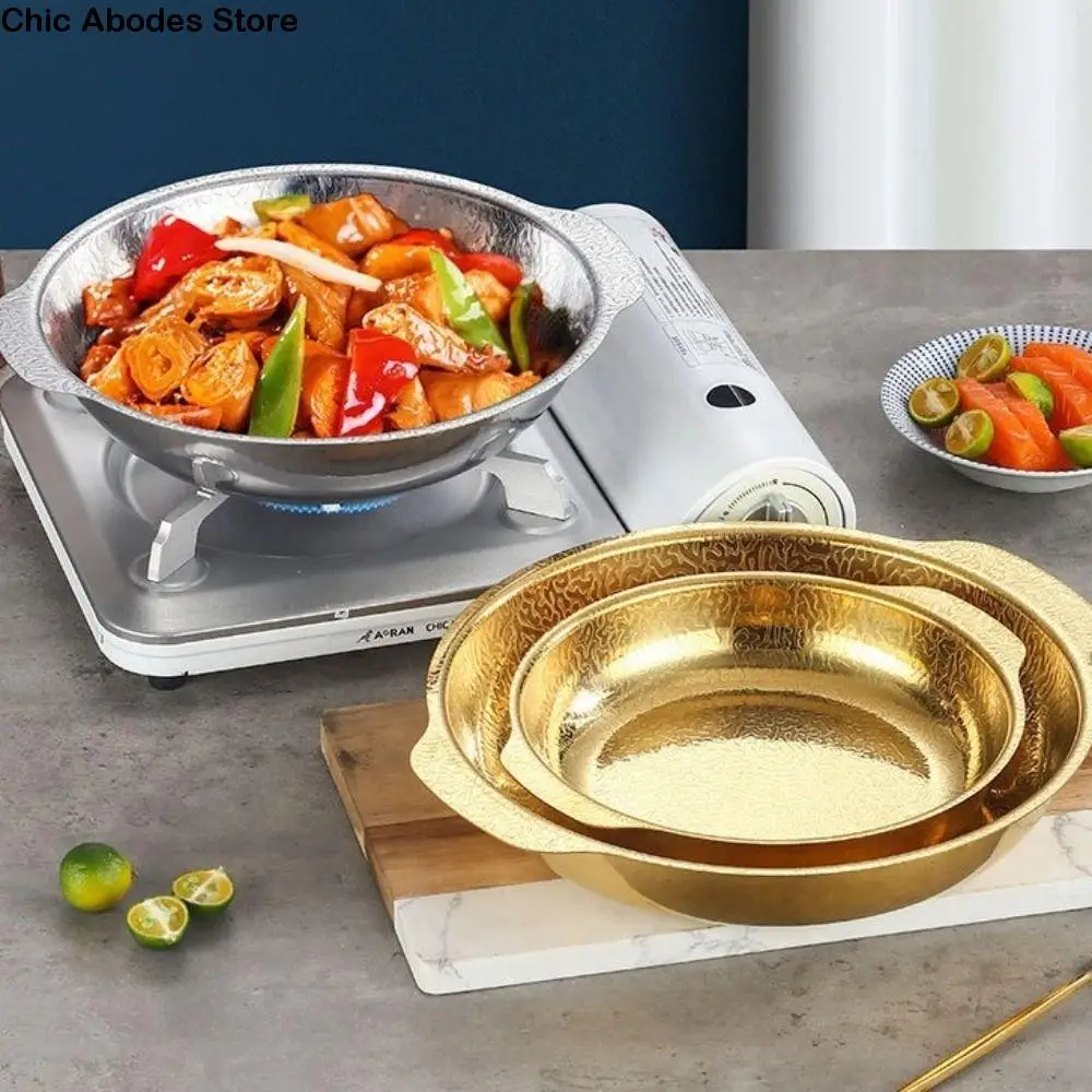 

Thickened Stainless Steel Seafood Pot Japanese-style Round Single Cooking Hot Pot Light Luxury Uncoated Chaffing Dishes Party