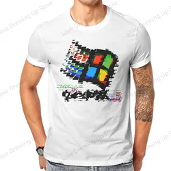 Windows 95 Computer System Accessories Diverge Glitch Tshirt Graphic Men Tops Vintage Fashion Summer COTTON Short Sleeve