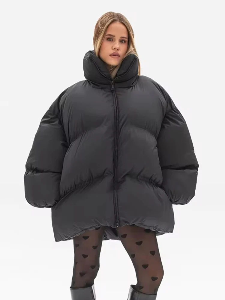 

2026 Winter Thicken Cotton Jackets For Women Elegant LongSleeve Zipper Parka Coats Lady Street Chic Oversize Outerwear ﻿