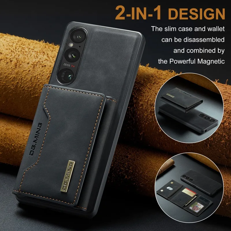 

Luxury Magnetic Leather Wallet Case Kickstand with Money Credit Card Holder Magnet Cover for Sony Xperia 1V 10V 5V Series