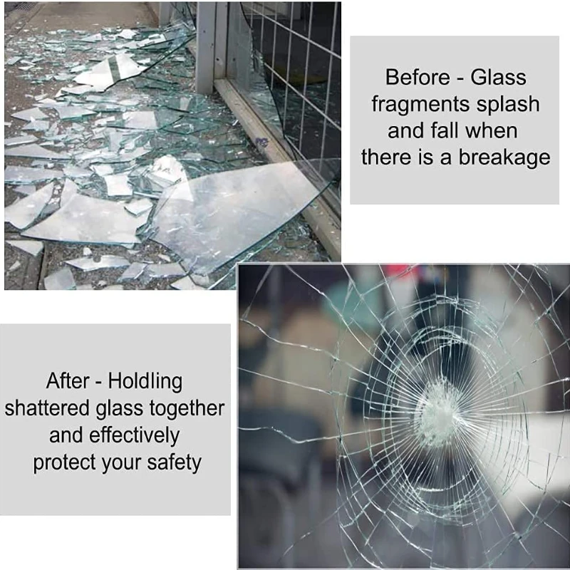 2 mil Safety Window Film Clear Security For Glass Protection Self-Adhesive Anti Shatter Explosion Proof images - 6