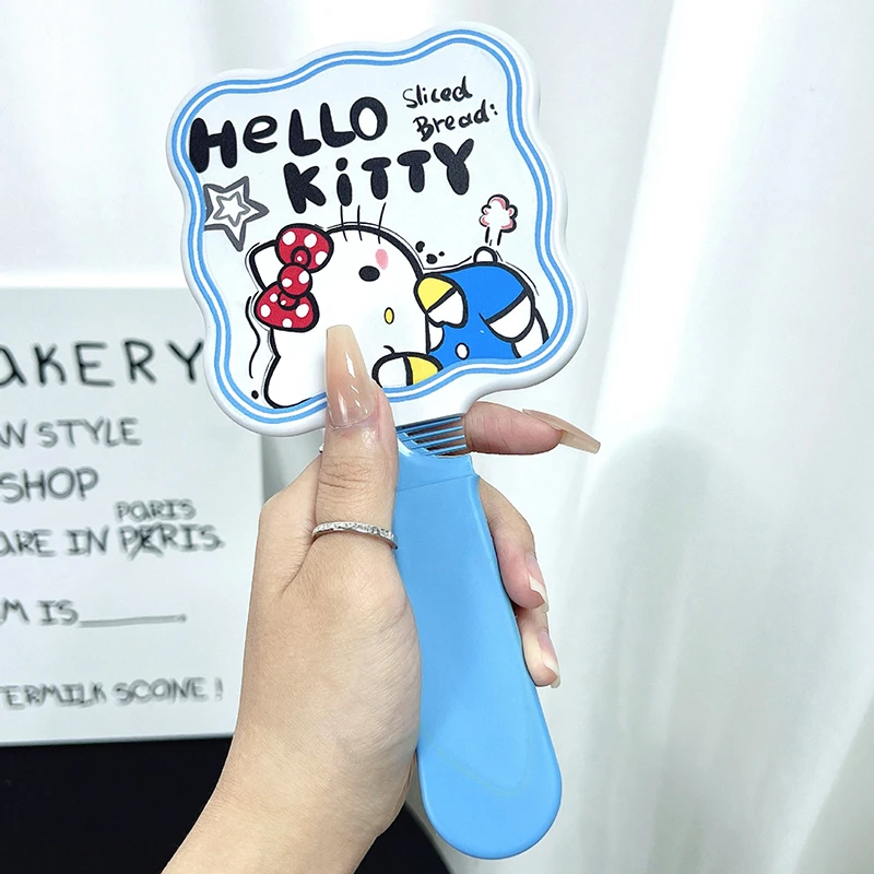 Sanrio Hello Kitty зеркальная расческа ручная зеркальная расческа выдвижная дорожная щетка для волос массажный инструмент для укладки подарок для девочек