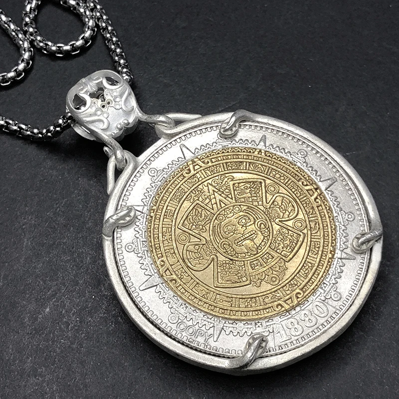 

US 1880 Maya Gold and Silver Double Color Hobo Coin Pendant Necklace Jewelry Romantic Lover Commemorative Collectible medal gift