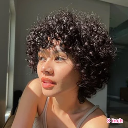 Rebecca doğal kahverengi Afro Kinky kıvırcık Bob İnsan saç peruk kadınlar için brezilyalı Remy saç aşınma ve gitmek 250 yoğunluk büyük kıvırcık peruk