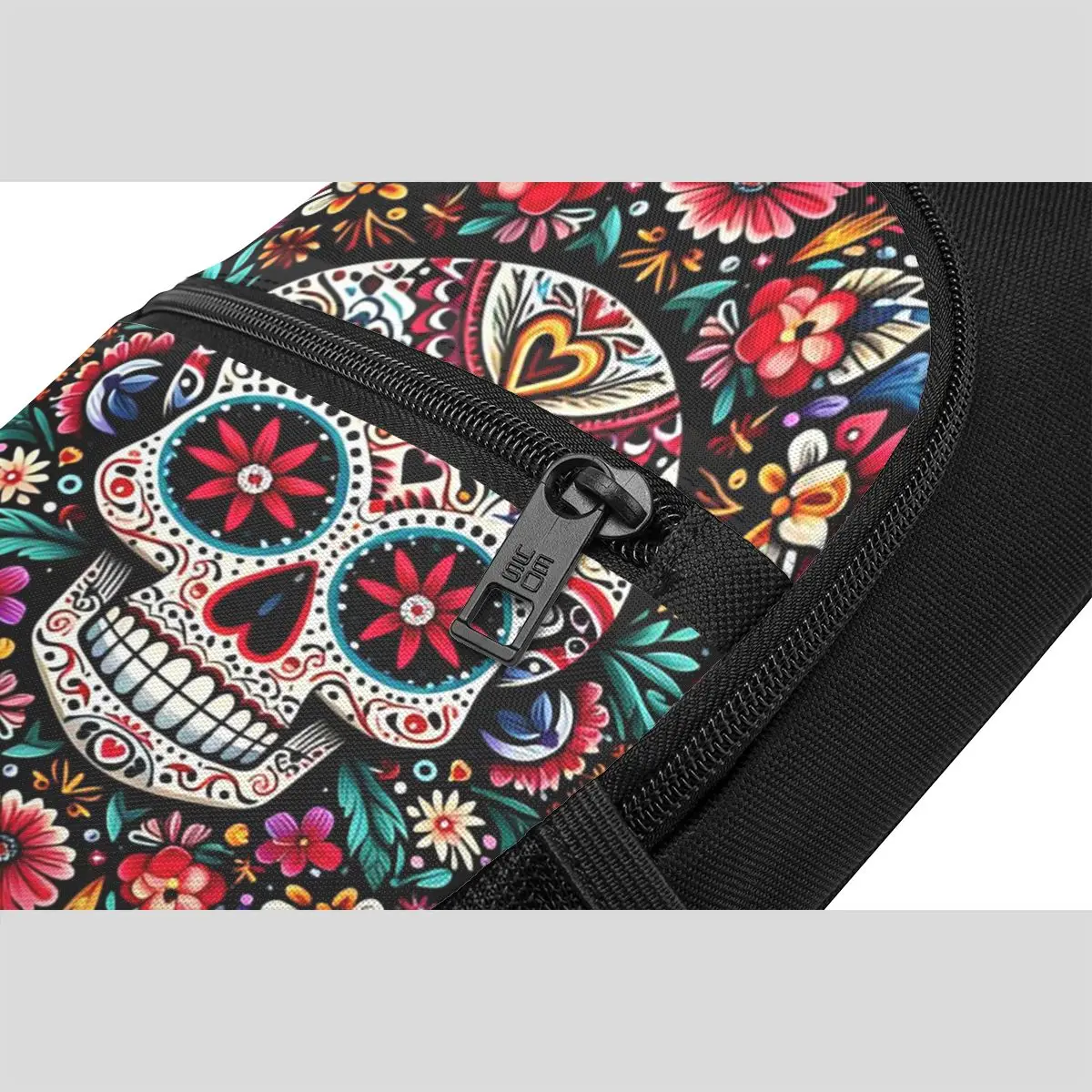 Mexican Sugar Skulls And Flowers Chest Bag Men Sling Crossbody Backpack Chest Bag Traveling Hiking Daypack Shoulder Bag