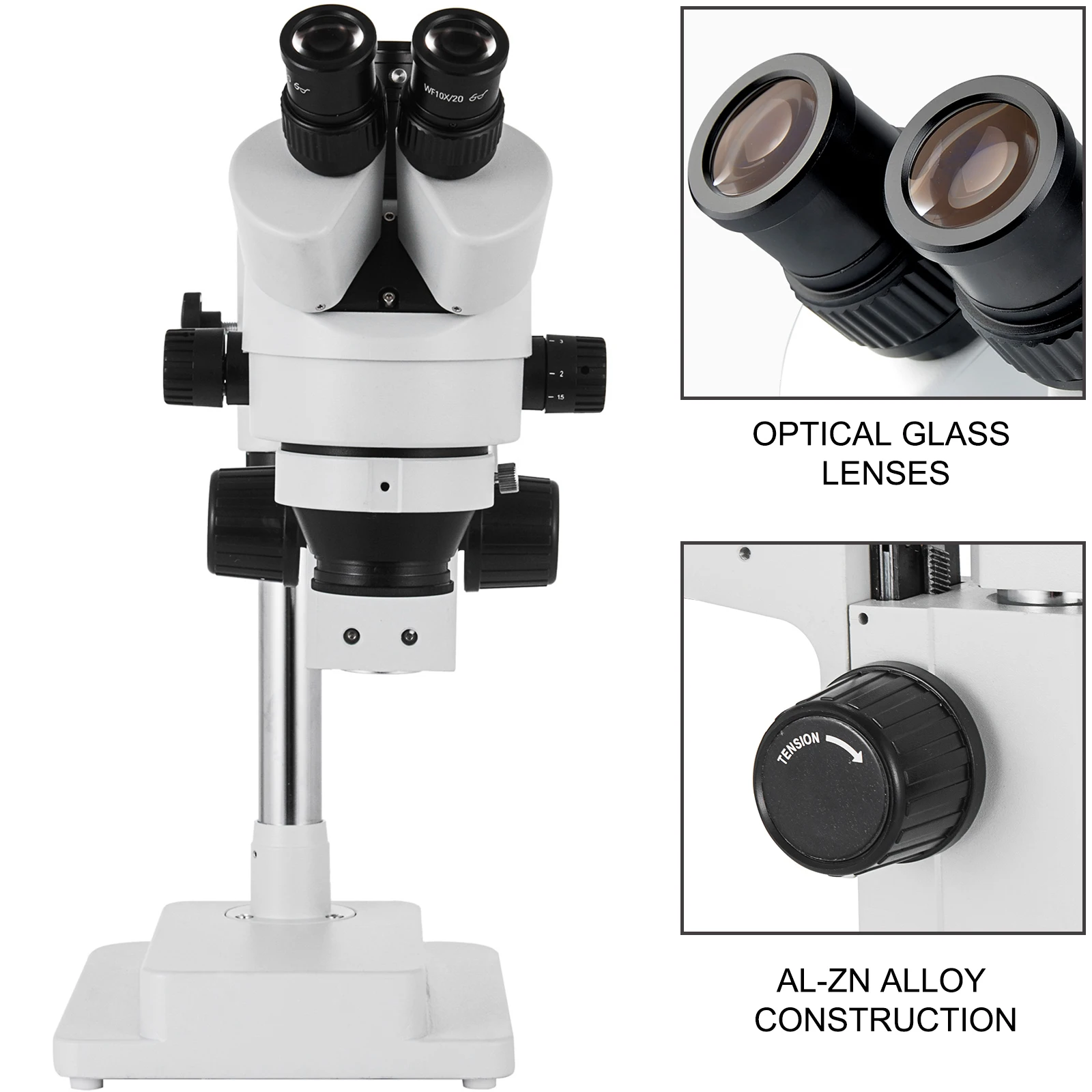 VEVOR Microscopio Stereo Simul-Focale 3.5X-90X Microscopio Stereo Trinoculare 360 ° Orientabile con Doppio Braccio Accessori con 4/ 5 Copriobiettivo