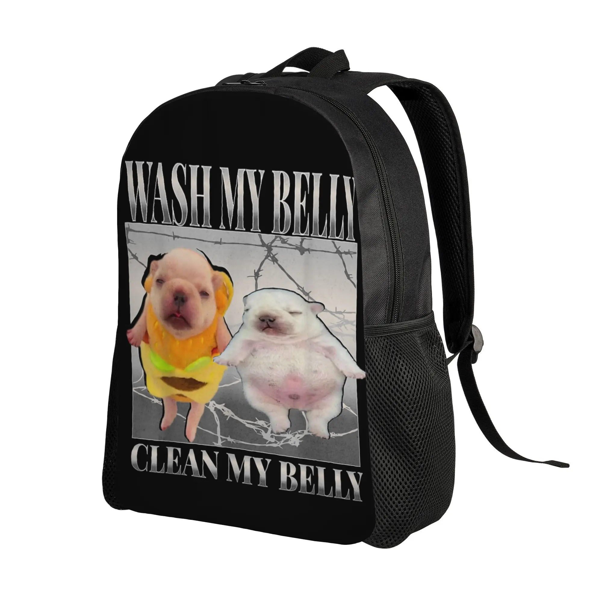 Funny pibble Meme wash My Belly Clean My Belly Meme Backpack Girl Polyester Sport Backpacks Style High School Bags Rucksack
