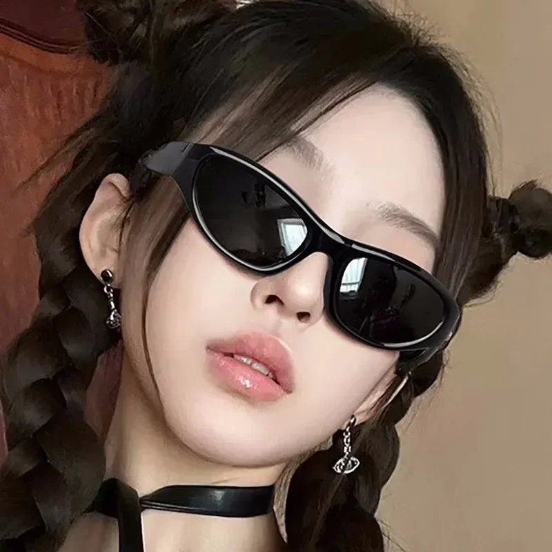 Vintage Punk Sports Sunglasses Women Men Y2K Style Cat Eye Sun Glasses Mirror Fashion Eyewear 2000s Retro Shades Gafas De Sol