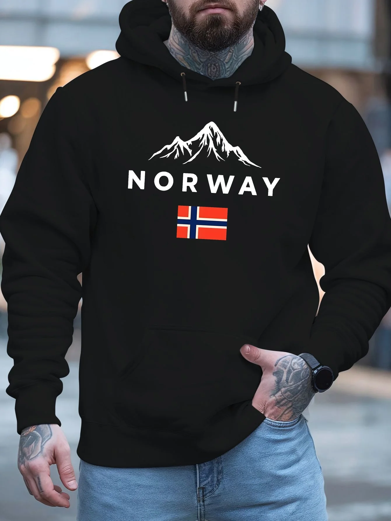 "Norway" impressão mais vendida das mulheres dos homens moletom com capuz outono inverno diário ao ar livre férias fitness casual solto quente roupas esportivas