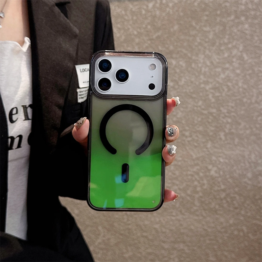 Night Light Luminous Liquid Quicksand Flowing Magnetic Case For Magsafe For iPhone 17 16 15 14 13 Pro Max Wireless Charge Cover