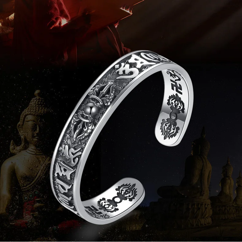 

Personalized bracelet female Vajra pestle six-character mantra hipster versatile retro niche design open bracelet