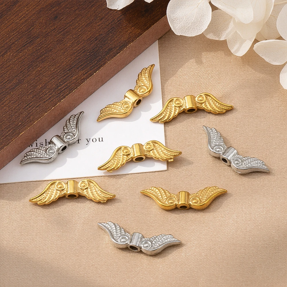 1pcs 5pcs Simple Retro Stainless Steel Wing Spacer Beads Bead Dividers for Handcrafted DIY Necklaces and Bracelets Accessories