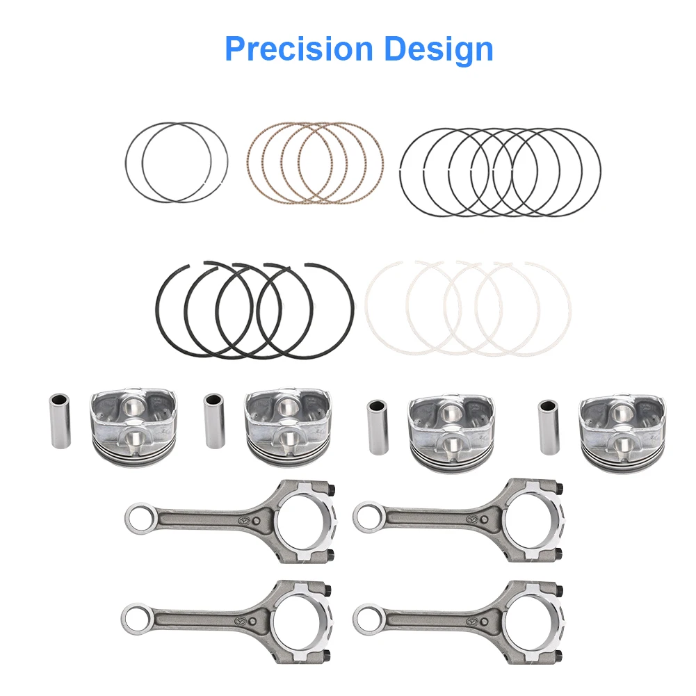 Kit de anillos de pistón de biela compatible con Hyundai Accent Veloster Kia Rio Soul 2010-2018 230412B600 234102B600 230412B610