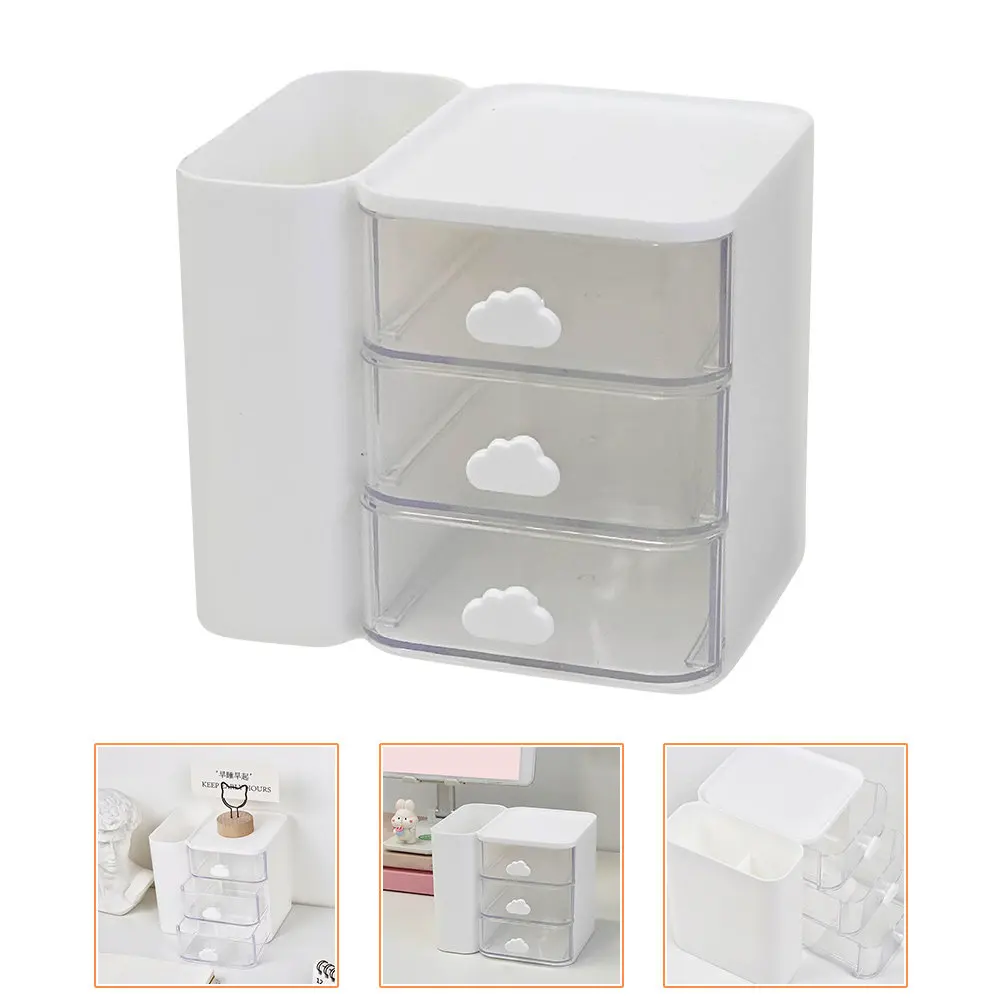 

Многоуровневый органайзер для стола в форме облака, прочный пластиковый настольный контейнер для хранения косметики, средств по уходу за кожей и офисных принадлежностей