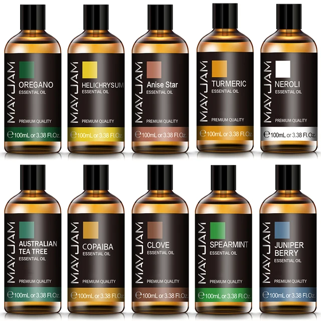 MAYJAM Olejek Eteryczny Oregano Zapach Neroli Helichrysum Copaiba Kurkuma Mięta Pieprzowa Anyż Star 2024 Nowy Olejek Aromatyczny