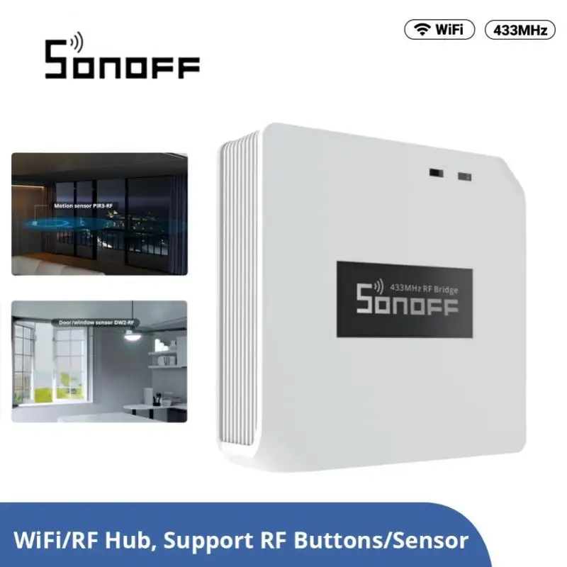 SONOFF-Hub inteligente RF BridgeR2 433, dispositivo de automatización del hogar, funciona con Alexa, Google, Alice, SmartThings