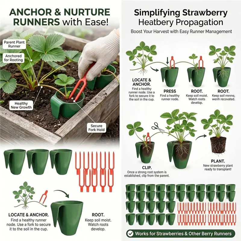 PORK-20Pcs Propagation Cups Strawberry Propagation Cups For Garden Greenhouse Balcony Plastic Planter For Rooting